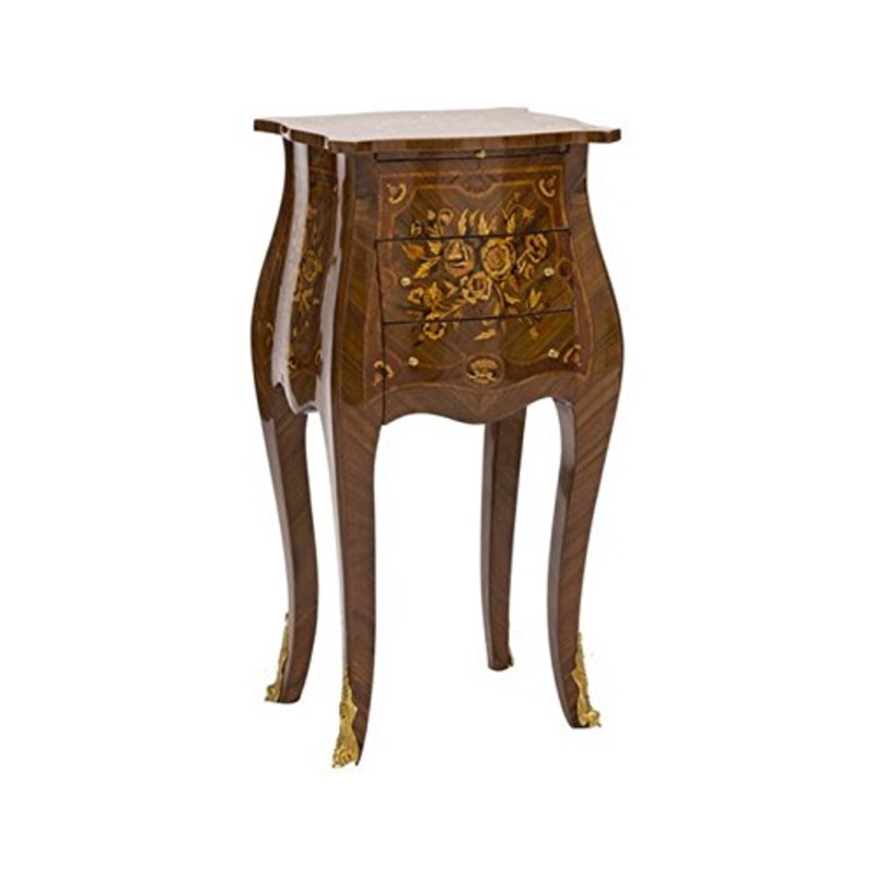 Way Home Store Comodino 3 cassetti ed antina intarsiato Noce