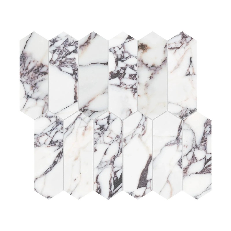 2″ x 6″ Viola Roccia Picket Honed Marble Mosaic 1 Sheet = .87 Sqft 2″ x 6″