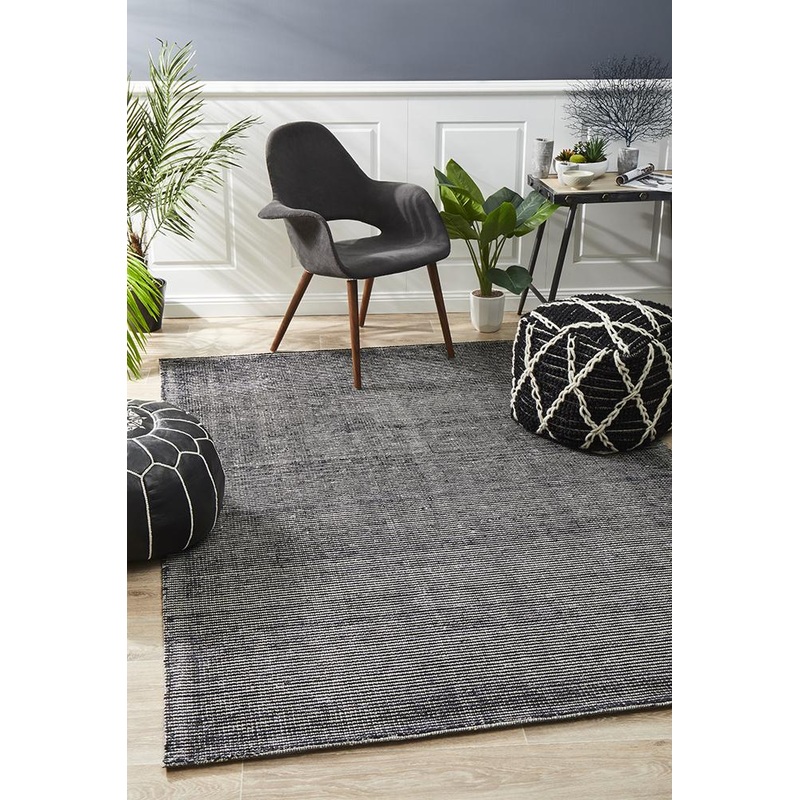 Allure Black Cotton Rayon Rug by Rug Culture – 320X230CM