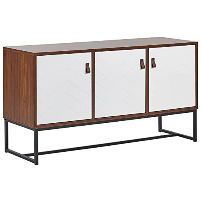 Beliani Credenza Colore Legno Scuro con Gambe in Metallo a 3 Ante 62 x 112 cm Nueva
