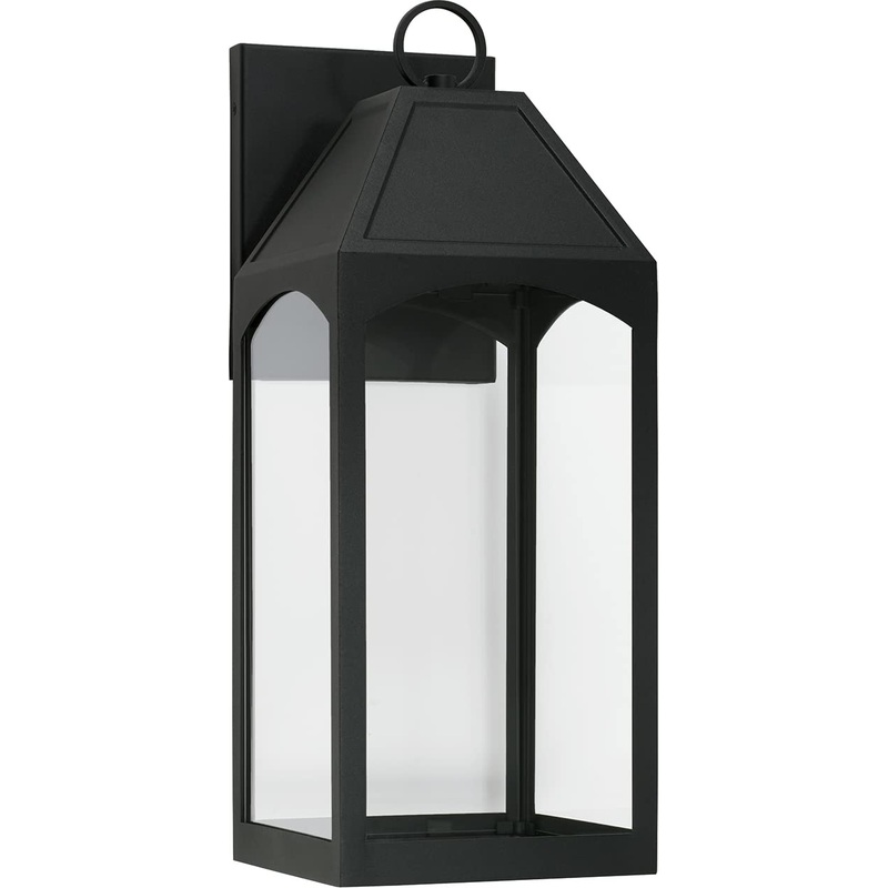 Capital Lighting 946321BK-GL Burton 1 Light Outdoor Wall Lantern Black