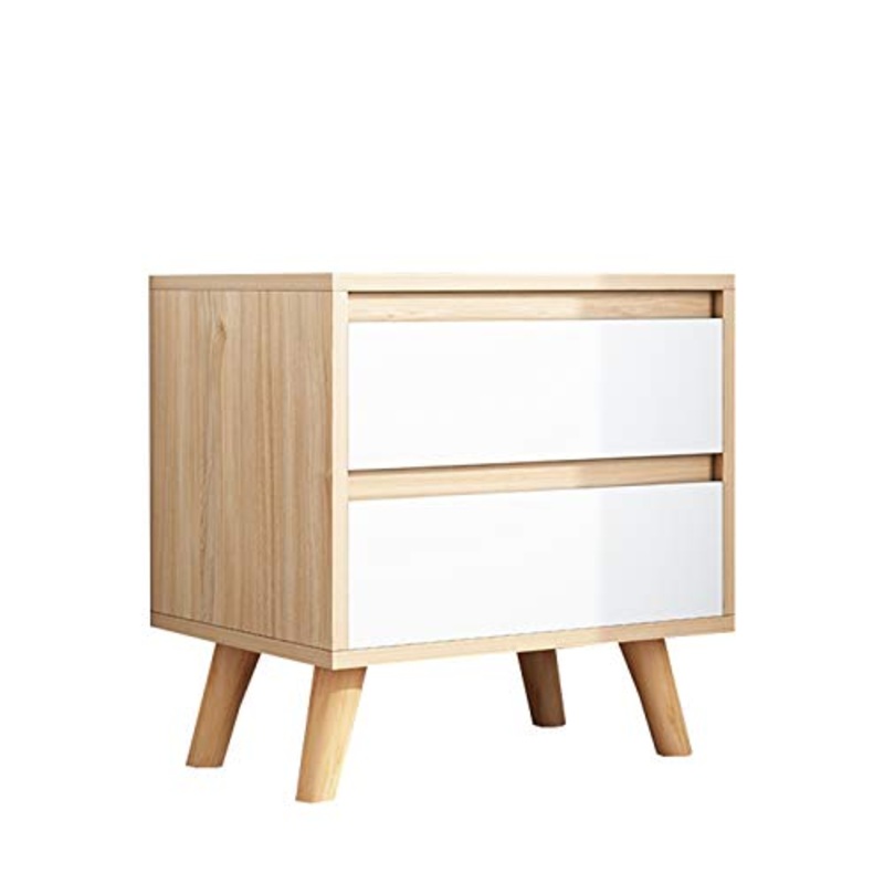 Comodino Alzamento In Legno Massiccio Gamba 2-Cassetti Semplice Ed Economico Camera Da Letto Creativo Armadio 40X30X43CM FANJIANI