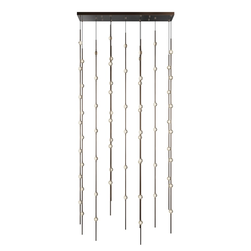 Constellation Andromeda 36″ Rectangle LED Pendant Espresso Black with Clear Faceted Acrylic 2200K 10′ Adjustable Cord