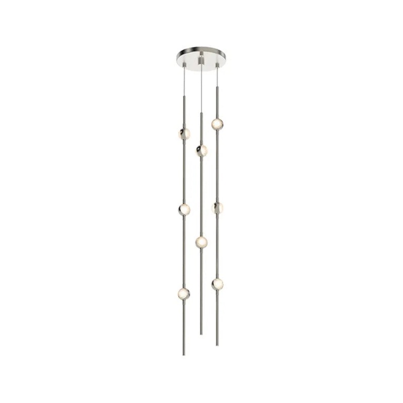 Constellation Andromeda Short 6″ Round LED Pendant Satin Nickel with White Optical Acrylic 2700K 10′ Adjustable Cord