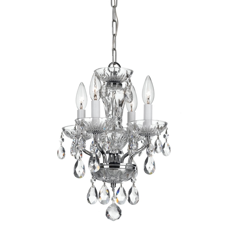 Crystorama 5534-CH-CL-SAQ Traditional Crystal Four Light Chandelier Polished Chrome