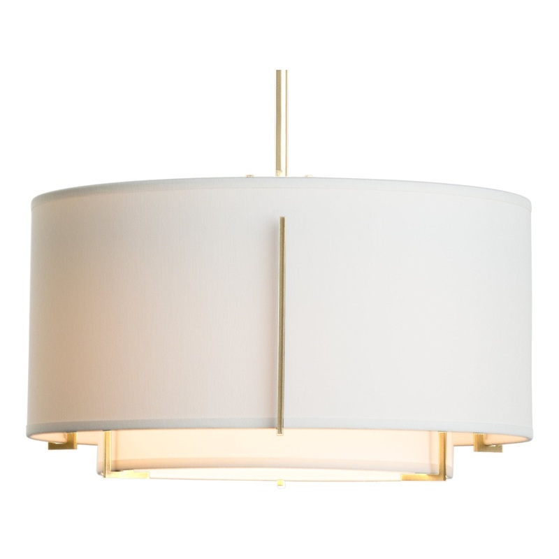 Exos Small Double Shade Pendant Modern Brass Natural Anna Inner Shade & Natural Anna Outer Shade