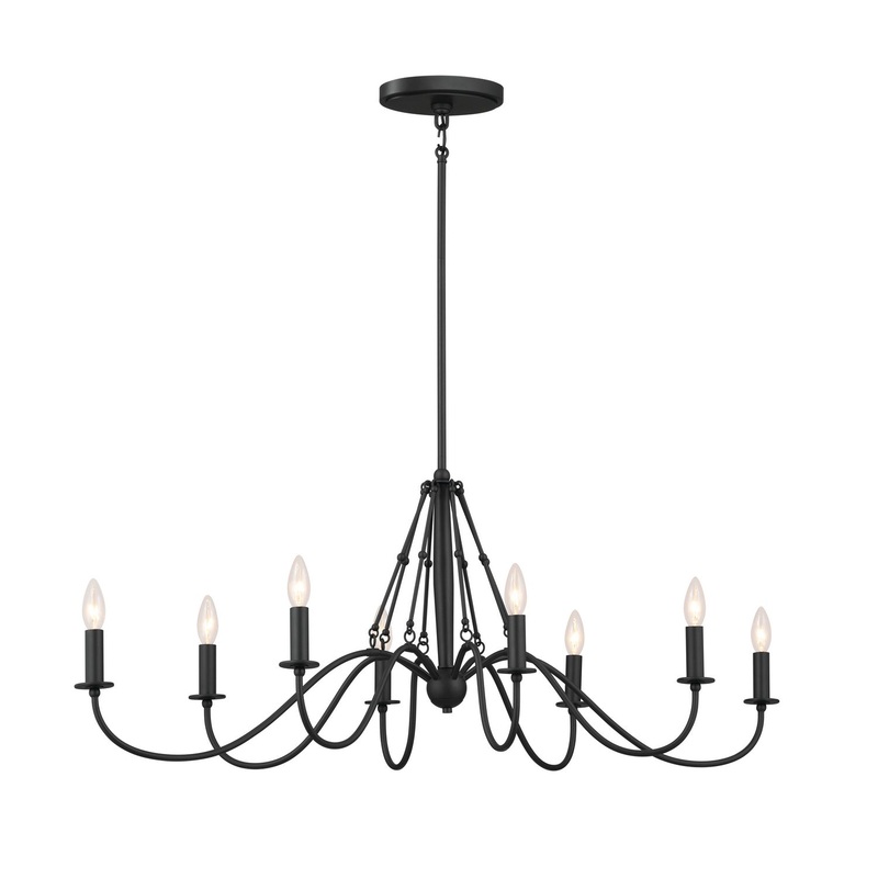 Kichler 52457BKT Eight Light Linear Chandelier, Textured Black