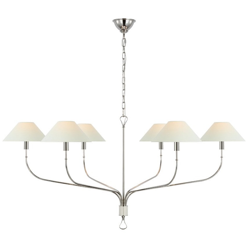 LED Chandelier from the Griffin Collection in Polished Nickel And Parchment Leather Finish by Visual Comfort Signature
