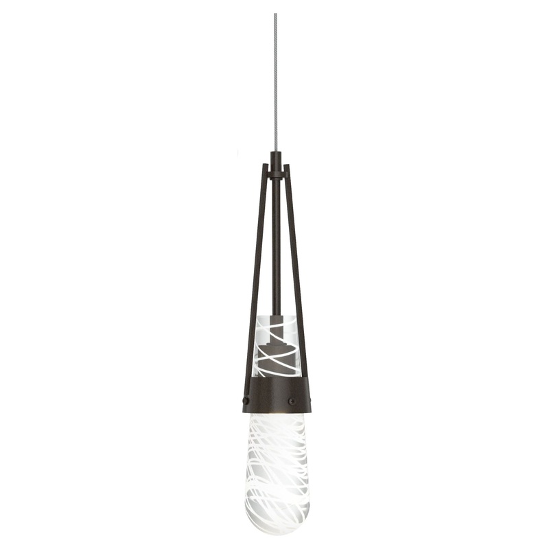 Link Blown Glass Low Voltage Mini Pendant Oil Rubbed Bronze Clear Glass with White Threading (YJ)