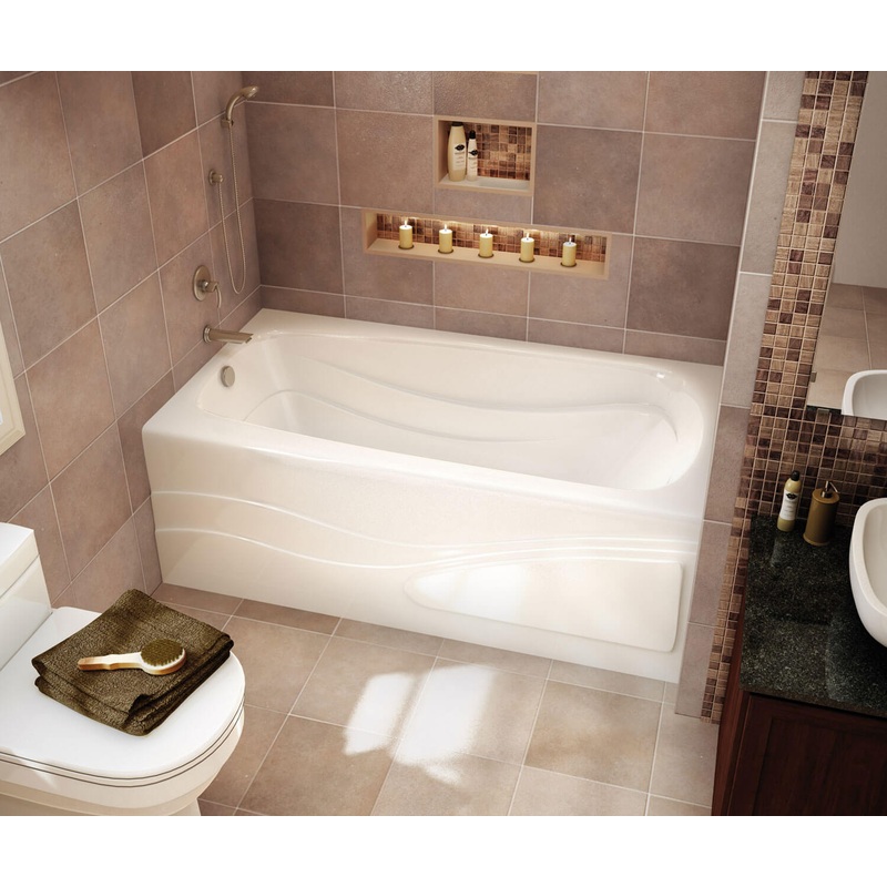 MAAX 102201-003-001-002 Tenderness 6032 Acrylic Alcove Right-Hand Drain Whirlpool Bathtub in White