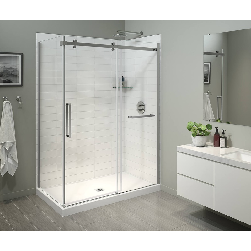 MAAX 134953-900-084-000 Halo Pro 60 x 32 x 78 3/4 in. 8mm Sliding Shower Door with Towel Bar for Corner Installation with Clear glass in Chrome
