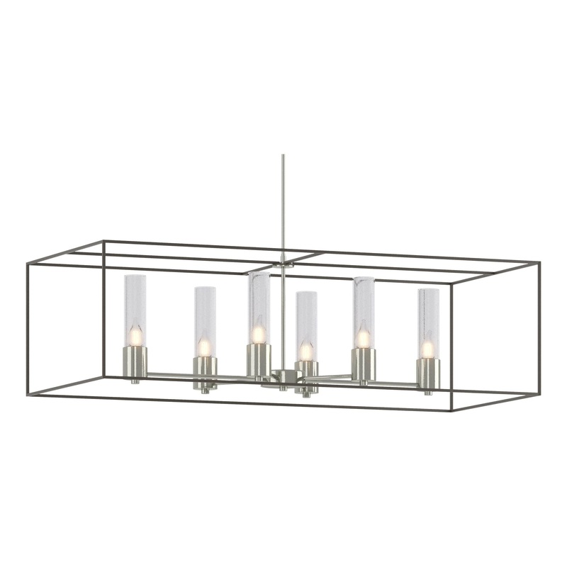 Portico Pendant Sterling Dark Smoke Seeded Clear Glass (II)