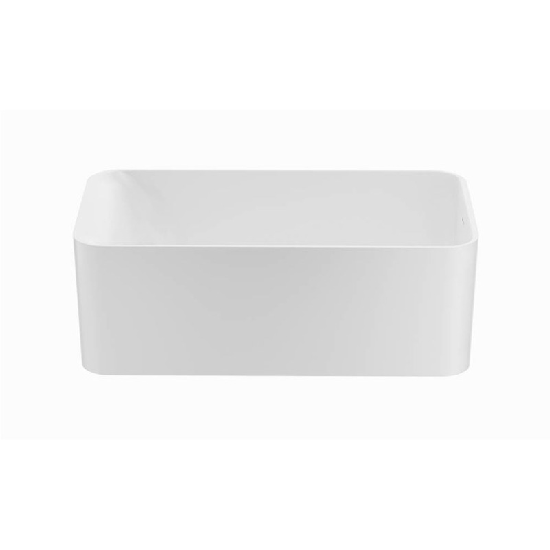 Soaking Tub Almaza 59 x 30 Inch Freestanding Off-Center Drain Gloss White Mineral Composite