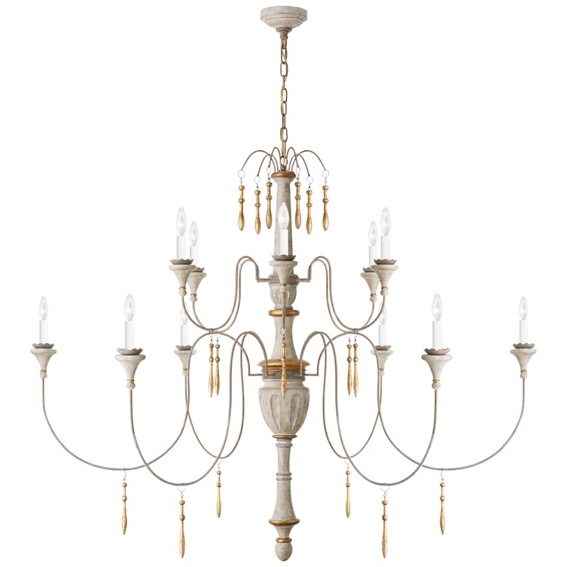 12 Light Chandelier from the Fortuna Collection in Vintage White And Gild Finish by Visual Comfort Signature