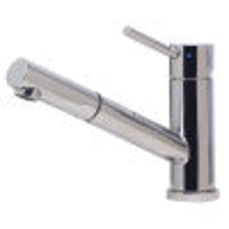 ALFI brand AB2025-PSS Solid Polished Stainless Steel Pull Out Single Hole Kitchen Faucet