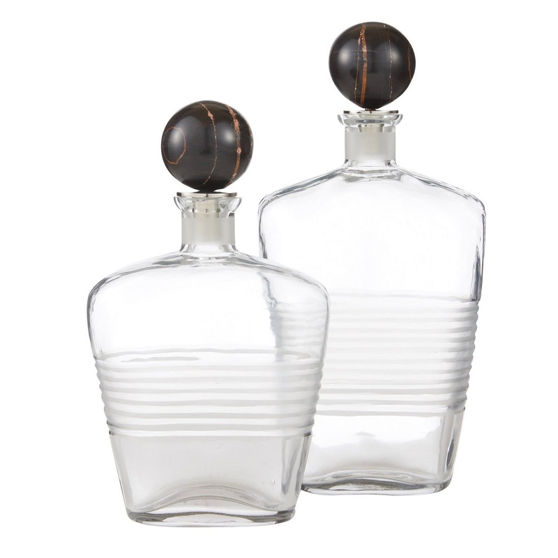 Arteriors ARI14 Eaves Decanters, Set of 2 Clear/Bengal