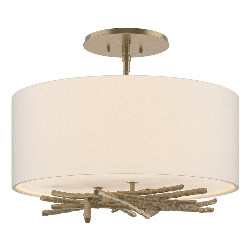 Brindille Semi-Flush Soft Gold Flax Shade (SE)
