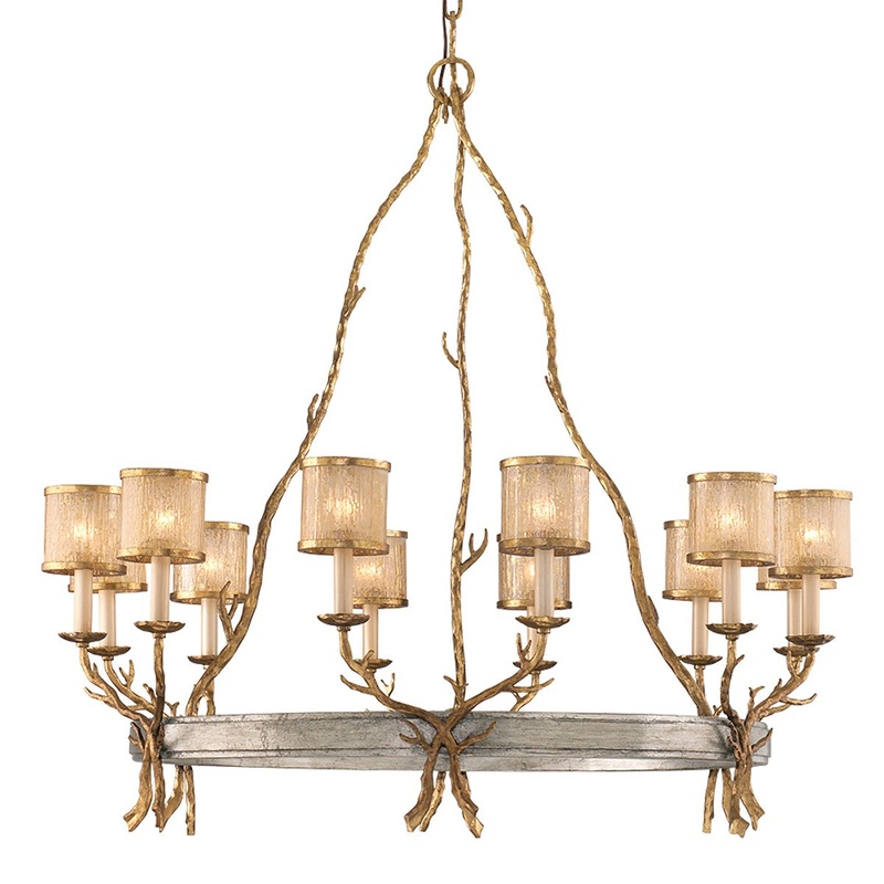Corbett Lighting 66-012-VGL/SSL Parc Royale 12 Light Chandelier Vintage Gold Leaf