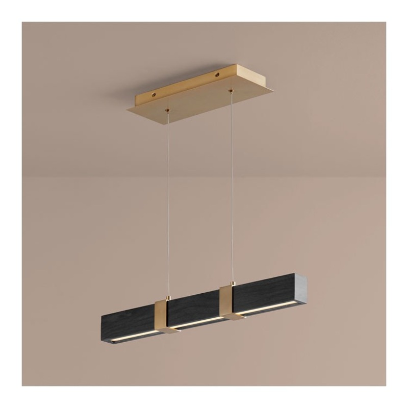 Decca Single-Light 24″ Linear Pendant – Aged Brass/Black Oak