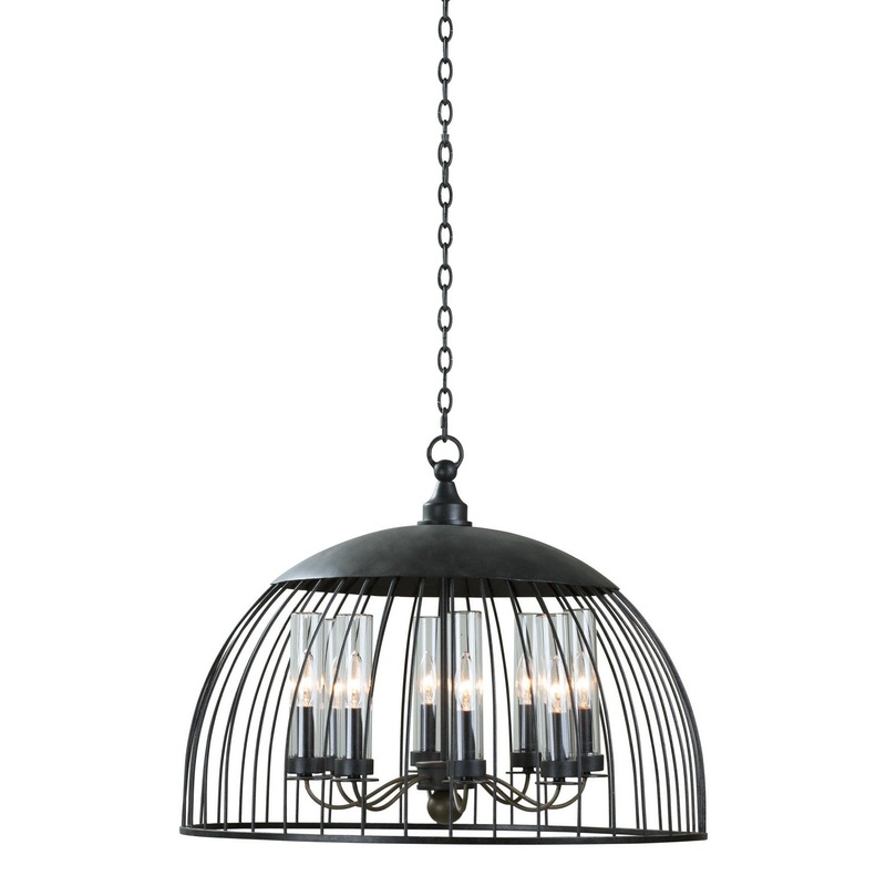 Eight Light Pendant from the Ludlow Collection in Natural Iron Finish by Kalco