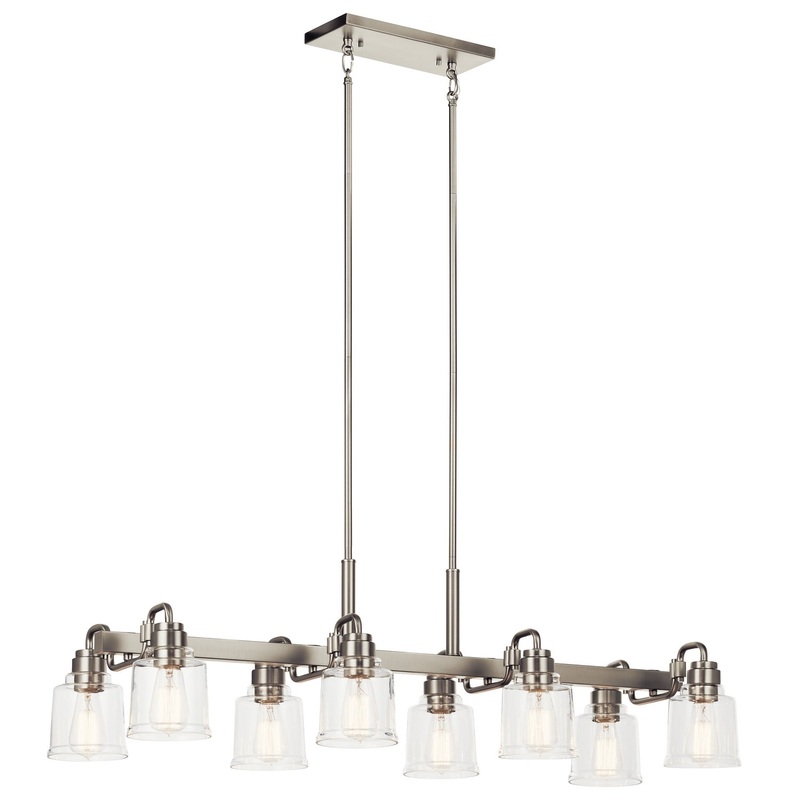 Kichler 52400NI Eight Light Linear Chandelier, Nickel Textured