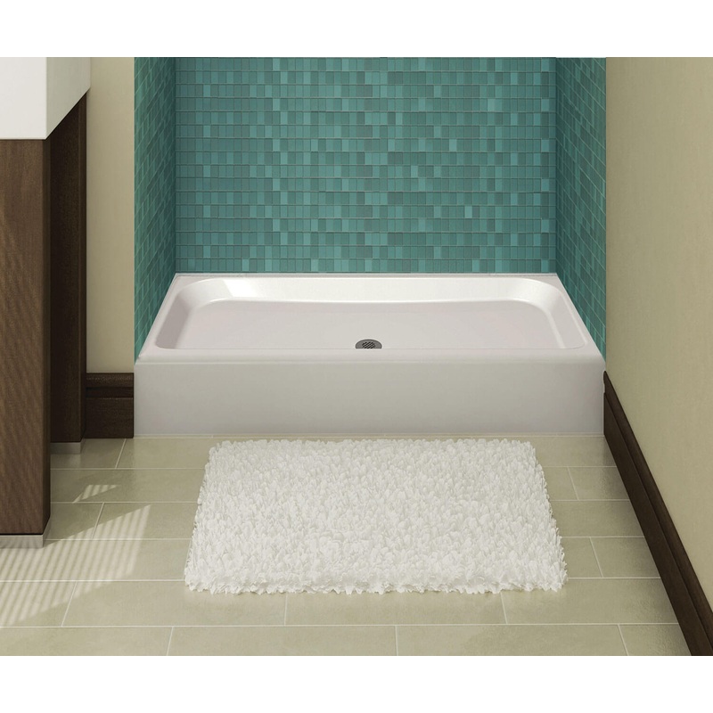MAAX 105624-000-002-000 Finesse Base 48 x 32 AcrylX Alcove Shower Base with Center Drain in White