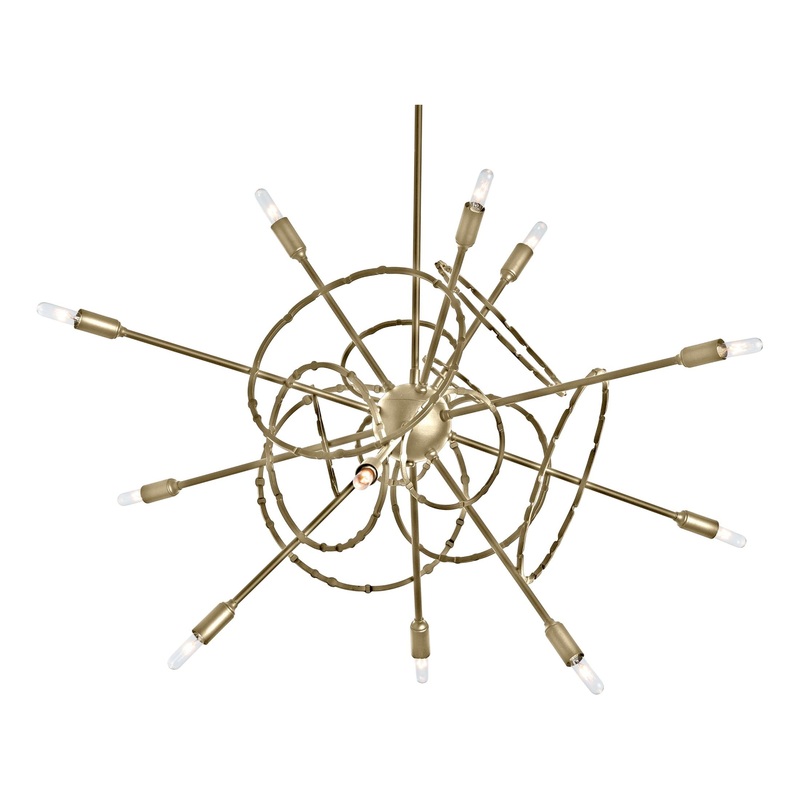 Olympus 12-Light Starburst Pendant Modern Brass