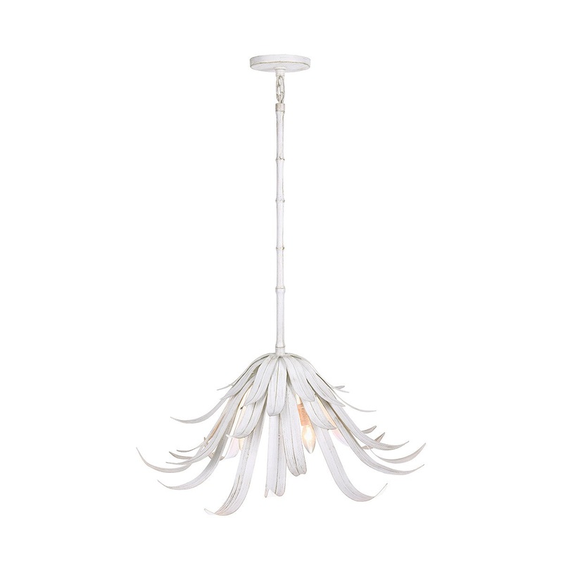 Three Light Pendant from the Kagra Collection in Distressed White Finish by Eurofase