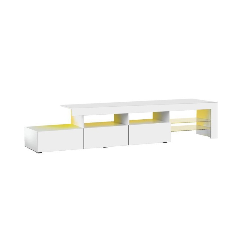 TV Cabinet RGB LED Gloss White 220cm
