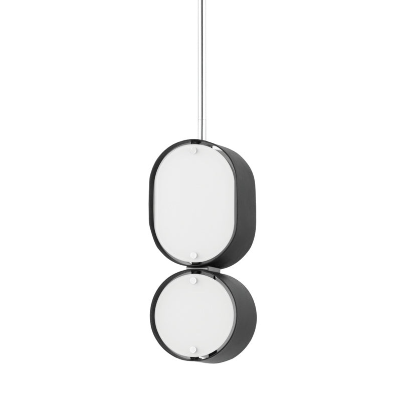 Two Light Pendant from the Opal Collection in Soft Black With Stainless Steel Finish by Corbett Lighting