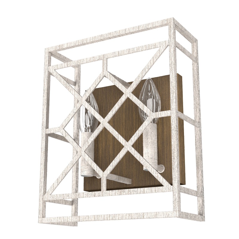 Two Light Wall Sconce from the Langwood Collection in Distressed White Finish by Hunter
