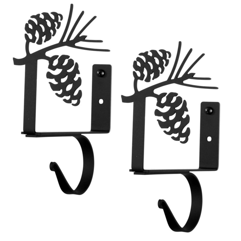 Village Wrought Iron CUR-SB-89 Pinecone Curtain Shelf Brackets (pair)