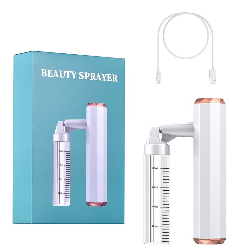 White Rechargeable Facial Oxygen Sprayer – Home Use Nano Mist Beauty Tool