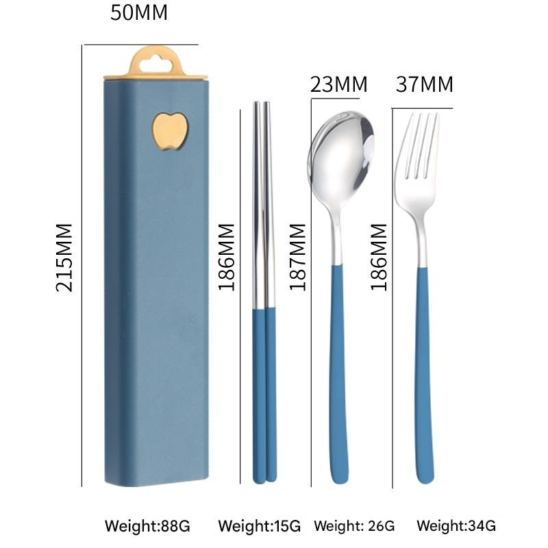 2 – pcs Dark blue Reusable Travel Utensil Set with Case – 304 Stainless Steel Spoon, Fork & Chopsticks