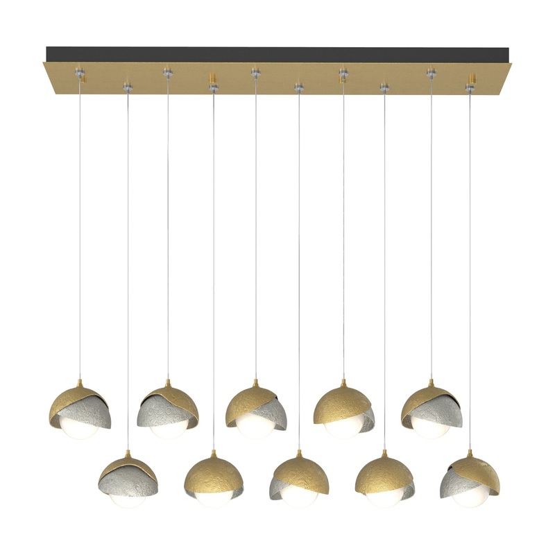 Brooklyn 10-Light Double Shade Pendant Modern Brass Sterling