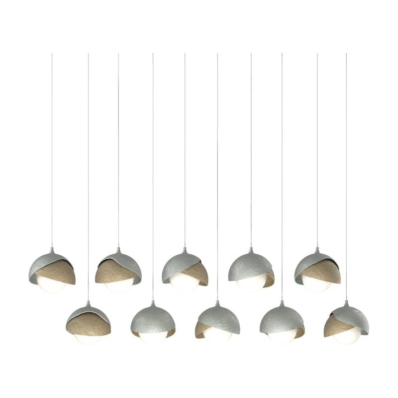 Brooklyn 10-Light Double Shade Pendant Vintage Platinum Soft Gold