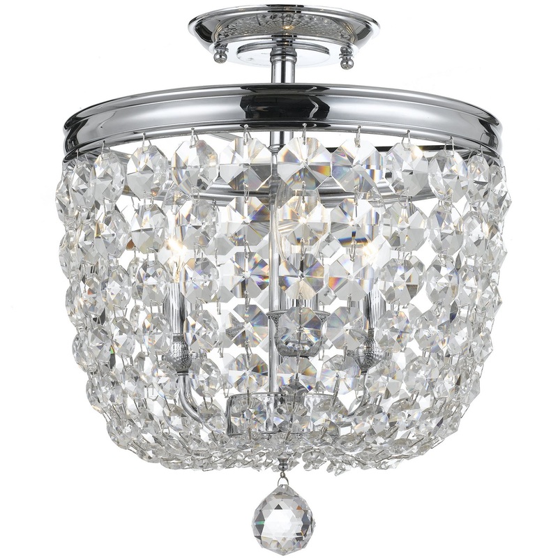 Crystorama 783-CH-CL-S Archer Three Light Semi Flush Mount Polished Chrome