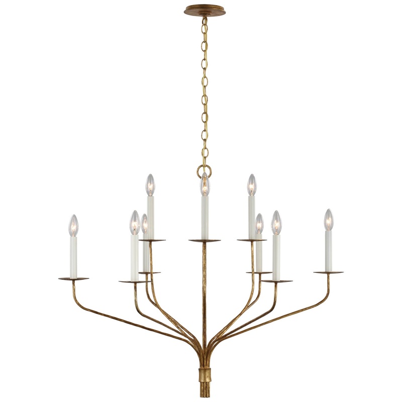 LED Chandelier from the Belfair Collection in Gilded Iron Finish by Visual Comfort Signature
