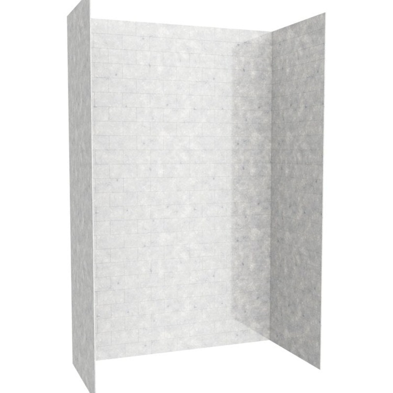 Shower Wall Kit Metro Subway Tile Glue Up 62 x 32 x 96 Inch Ice Swanstone