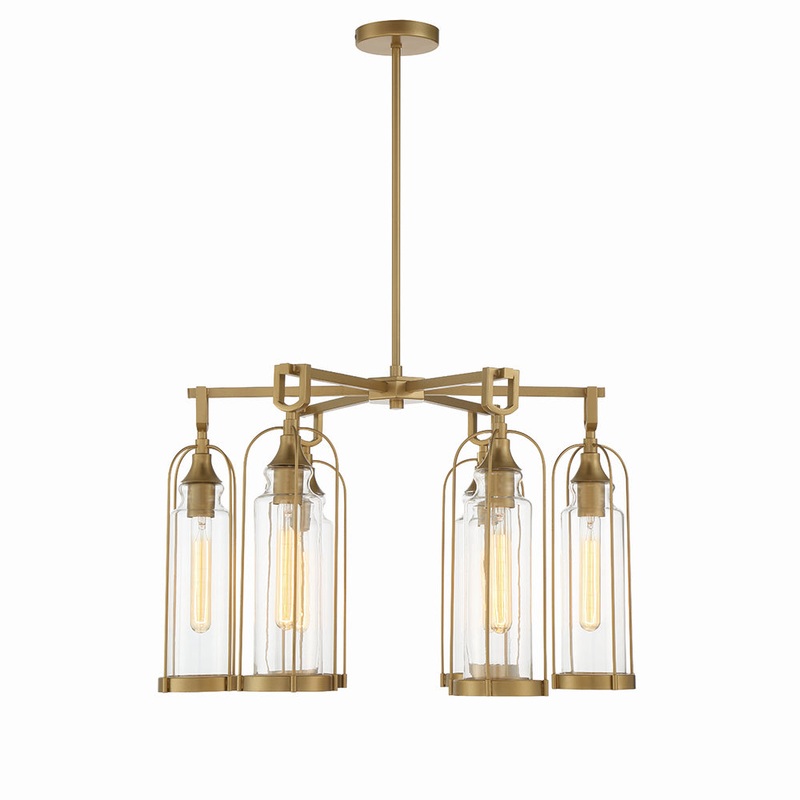 Six Light Outdoor Chandelier from the Yasmin Collection in Aged gold Finish by Eurofase