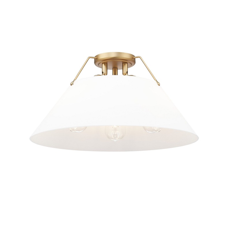 Three Light Flush Mount from the Orwell Collection in Brushed Champagne Bronze Finish by Golden