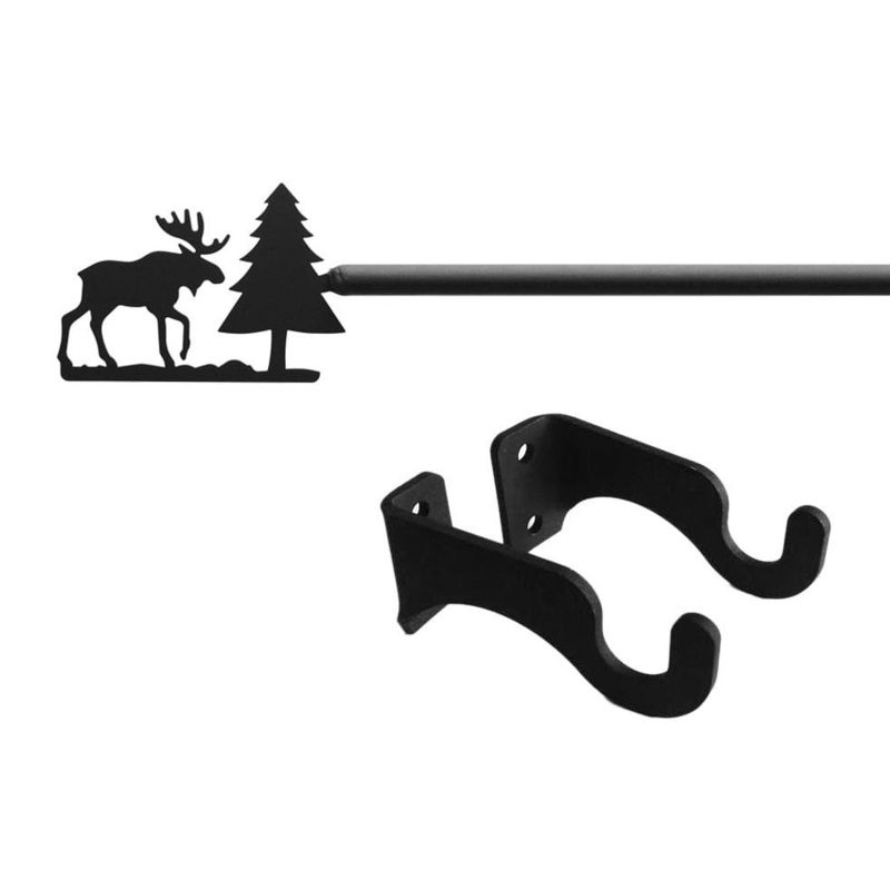 Village Wrought Iron CUR-22-35-S Moose Pine Curtain Rod SM (Hardware is INCLUDED)