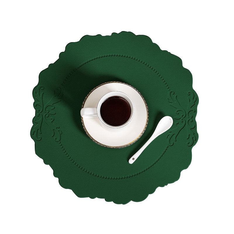 4 pcs Retro Faux Leather Placemat – Waterproof & Oil-Proof Dining Table Mat (Green)