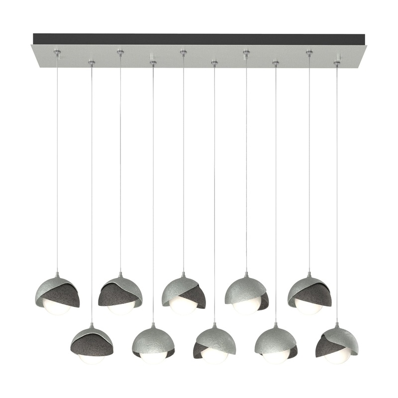 Brooklyn 10-Light Double Shade Pendant Vintage Platinum Natural Iron