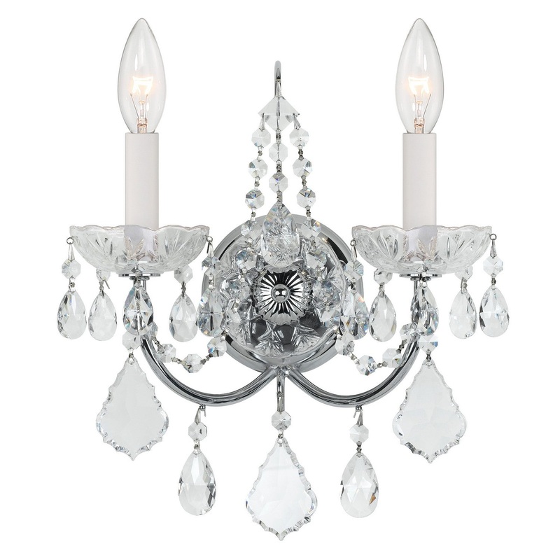 Crystorama 3222-CH-CL-S Imperial Two Light Wall Sconce Polished Chrome