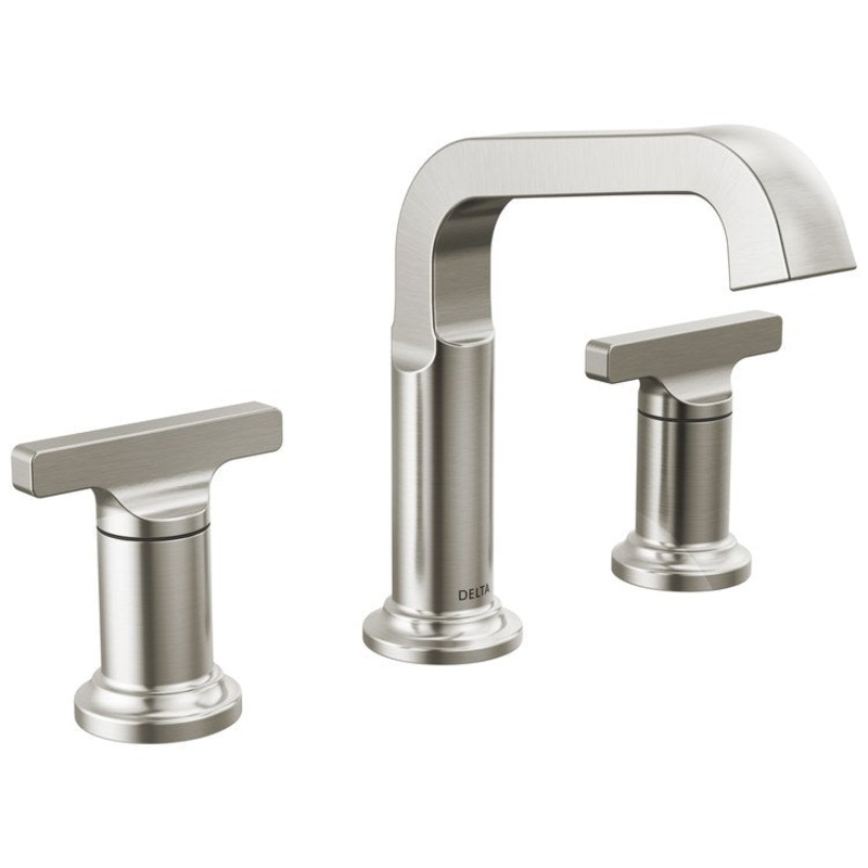 Lavatory Faucet Tetra Widespread 4-16 Inch Spread 2 Lever ADA WaterSense Lumicoat Stainless 1.2 Gallons per Minute 5-5/16 Inch