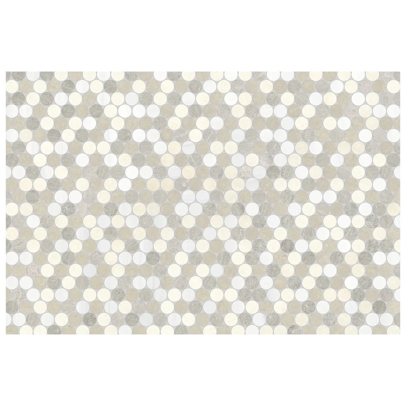 Utopio 1.25 In Pennyround Dune Honed Natural Stone Waterjet Mosaic