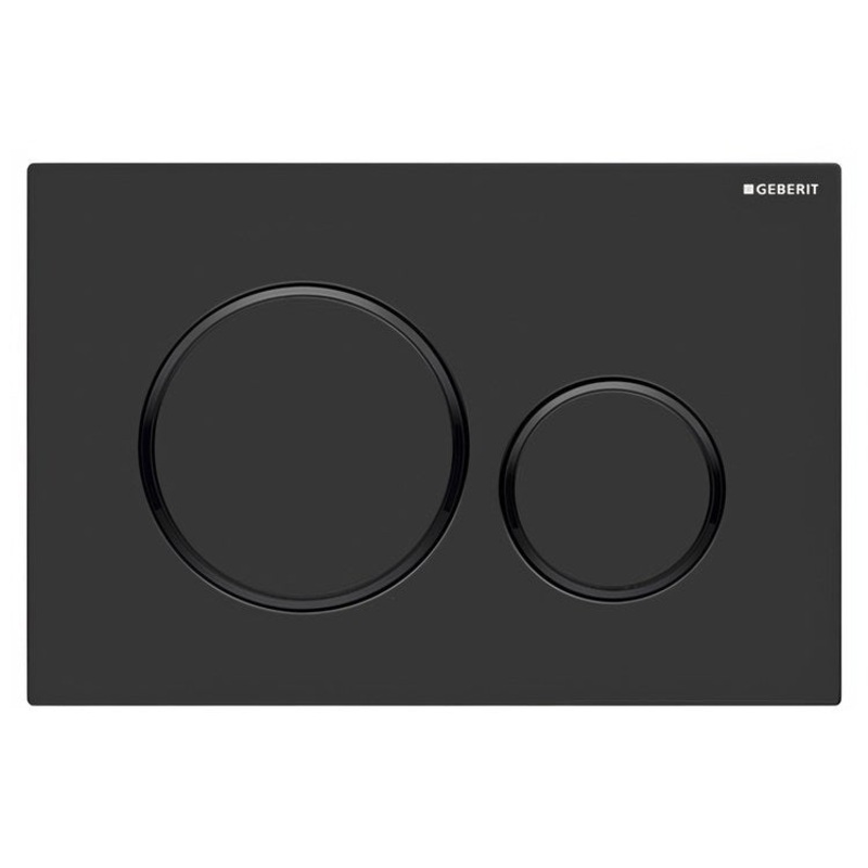 Actuator Plate Sigma20 Dual Flush Matte Black with Polished Black Accent Plastic for Sigma Concealed Tanks 2×6 and 2×4 Installations