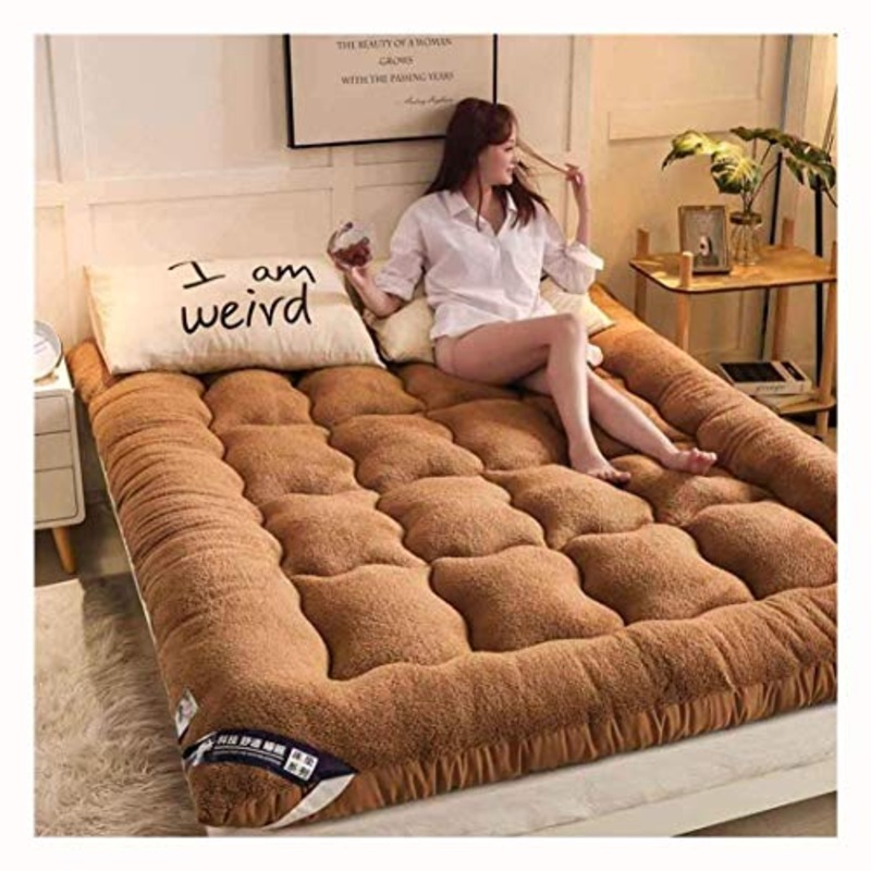 Adatto Per Materasso Futon Traspirante Resistente Per Tutte Le Stagioni, Materasso in Lana Di Agnello, Materasso Pieghevole Tatami Mat, khaki-200x220cm