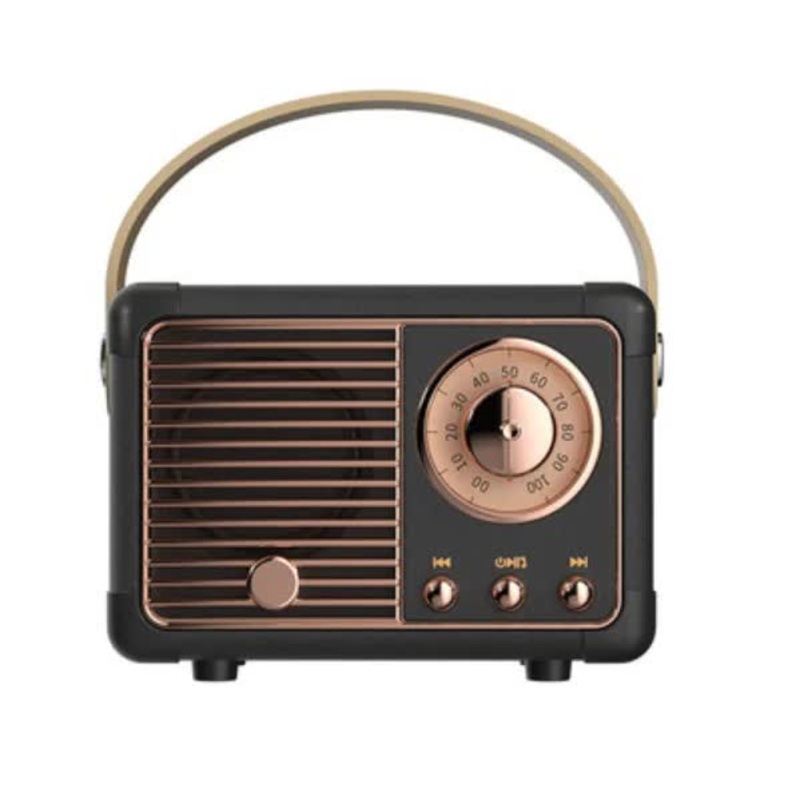 Black Retro Bluetooth Speaker – Portable Mini Wireless Speaker with Vintage Radio Design (Product size: 7x11x5cm)